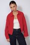 Oversized Soft-Textured Jacket with Zip Detail and Pockets, Red