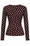 Brown Polka Dot Blouse with Boat Neck Collar Detail - 2y0668 - 2