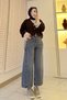 Premium Barrel-Cut Beltless Jeans - Gray - 5