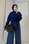 Premium Barrel-Cut Beltless Jeans - Dark Blue - 3