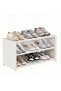 Small Shoe Shelf, 3 Tier Plastic Shoe Organizer, Stackable Free Standing Underbed Shoe Storage Shelf