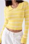Yellow - Women's Peter Pan Collar Knit Sweater - 3