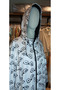 Women's White and Black Sunglasses-Print Hooded Oversized Long Raincoat / Parka with Black Lining - 4