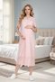 New Season Powder-Colored Fisto Eyelet Embroidery with Button Details, Short-Sleeved, 100% Cotton Postpartum and Maternity Robe and Nightgown Set - 7