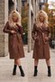 Long Faux Leather Trench Coat with Shoulder Epaulets and a Belted Design - 3