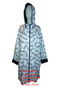 Women's White and Black Sunglasses-Print Hooded Oversized Long Raincoat / Parka with Black Lining - 2