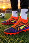 Black-and-Orange Ankle-High Soccer Cleats for Grass Fields - 4
