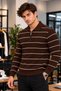 Men’s Polo Collar Zipper Knit Sweater – Long-Sleeve Winter Casual Sweater – White, Black, Burgundy, Brown