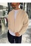 Beige Basic Knit Cardigan with Zipper PM-017 - 2