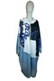 Women's Oversized Denim Jacket / Parka with Paneled Blue Jeans, Typographic Print, and Tasseled Zipper