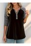 Women's long sleeve v-neck buttoned viscose blouse