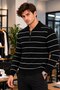 Men’s Polo Collar Zipper Knit Sweater – Long-Sleeve Winter Casual Sweater – White, Black, Burgundy, Brown