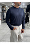 Navy Blue Modal Basic Lightweight Sweatshirt PM-201 - 2