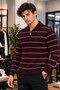 Men’s Polo Collar Zipper Knit Sweater – Long-Sleeve Winter Casual Sweater – White, Black, Burgundy, Brown