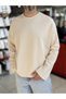 Hanorac basic oversize, de culoare bej, model ES-182 - 2