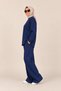 Sucuba Navy Blue Long-Sleeved Opaque Pants with Elastic Waistband and Pockets, Two-Piece Set - 3