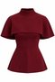Burgundy Strapless Blouse with Cape - 2y1101