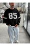 Siyah 85 Baskılı Oversize Sweatshirt PM-108 - 4