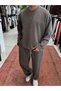 Coffee-Colored Corded Fabric Slim-Fit Sweatshirt TW-7064 - 3