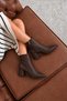 Women's Pointed Toe, Thick Heel Célina Dark Brown Side Zipper Ankle-Length Boots - 4
