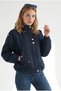 Women's Navy Blue Short Trench Coat with Hood and Ruffle Detail TRC-00000018 - 6