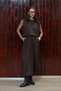 Short-Sleeved Blouse with Padded Shoulders and Harem Pants Set