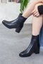 Women's Genuine Leather Heeled Boots - 3