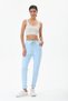 Women's Light Blue Italian-Waist Drawstring Waist Stretch Fabric Straight-Leg Pants, Sizes 38–44