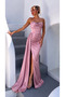 Women's slit long satin dress