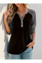 Women's long sleeve v-neck buttoned viscose blouse - 4