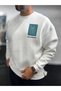 White Sweatshirt with Embossed Flower Design and Brushed Inside TW-7081 - 3