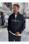 Navy Blue Half-Zip Marithe Print Sweatshirt PM-079
