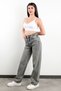 Women's Straight-Leg Jeans, 100% Cotton, Dye-Dyed Gray, Straight-Leg, High-Waisted - JB591-2516 - 4