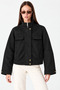 Women's Mock Neck Suede Cropped Jacket with Snap Details, Double Pockets, and a Zip Detail