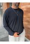 Navy Blue Washed Modal Fabric Sweatshirt MRK-2863 - 4