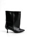 Magnifica Black Leather Extra-Loose Fit Women's Mini-Heel Boots