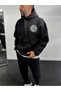 Black Hooded Sweatshirt with Back Print and Clock Design SW-5254 - 6