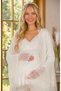 New Season Ecru Luxury Lace-With Sleeve Detail, Easy-Breastfeeding Design, Long-Sleeved Postpartum and Maternity Robe and Pajama Set - 5