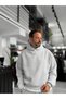 Light Gray Hooded Sweatshirt with Striped Detail by HM - 3