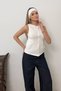Women's Sleeveless Bodysuit with Crew Neck and Zip Detail, White - 5057 - 3