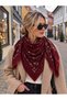 Ethnic Patterned Textured Shawl 110X110 - 2