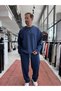 Navy Blue Corded Fabric Slim-Fit Sweatshirt TW-7064 - 4