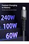 كابل USB C إلى USB C بقوة 240 واط، طول 3 أمتار، سلك نوع C سريع لأجهزة ماك بوك/آيباد، لون رمادي - 3