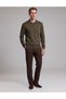 Khaki Slim Fit Fleece-Lined Polo Collar Basic Knit Sweater 50333917-VR027 - 3