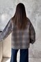 Brown Plaid Jacket with Garnished Collar - 5