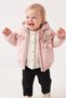 Girl's 3-Piece Outfit Set: Jacket with Tulip Detail, Hooded Jacket, Muslin Shirt, and Black Jeans—Festive Outfit Set for 6–24 Months - 7