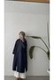 LONG COAT WITH A ZIPPER - NAVY BLUE