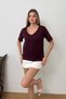 Women's V-Neck Modal Fabric Basic T-Shirt, Plum - MS0001587 - 3