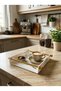 White Mica Serving Tray with Gold Handles - Organizer with Metal Handles, 25x20 cm - 3