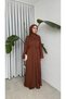BUTTONED CHIFFON ABAYA - BROWN - 4